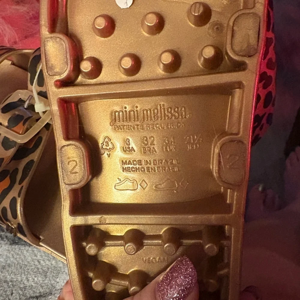 Mini Melissa Gold and Leopard Kids Sandals